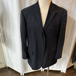 ALFANI Macy's Men Navy Blue Silk Blazer Suit Jacket 3 Button 43 R